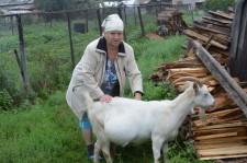 Любовь Васильевна Луданова с козой Малявой