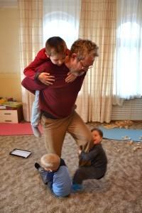 Вячеслав катает мальчишек